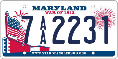 MD license plate 7AA2231