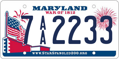 MD license plate 7AA2233