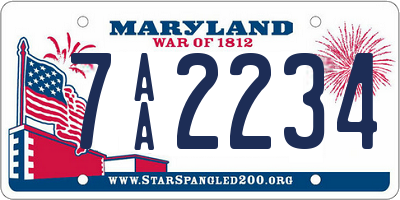 MD license plate 7AA2234