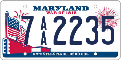 MD license plate 7AA2235