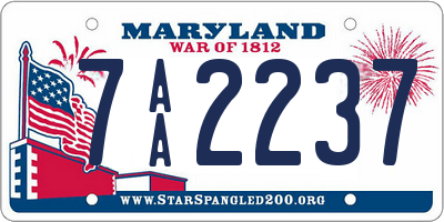 MD license plate 7AA2237