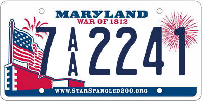 MD license plate 7AA2241