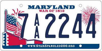 MD license plate 7AA2244