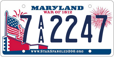 MD license plate 7AA2247