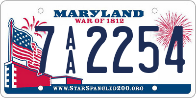 MD license plate 7AA2254