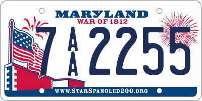 MD license plate 7AA2255