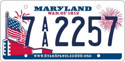 MD license plate 7AA2257