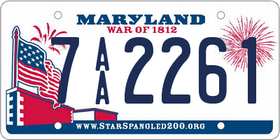 MD license plate 7AA2261