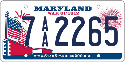 MD license plate 7AA2265