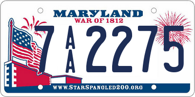 MD license plate 7AA2275