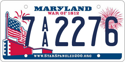 MD license plate 7AA2276