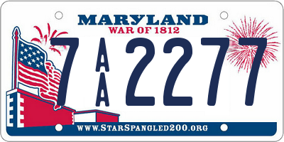 MD license plate 7AA2277