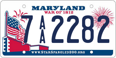 MD license plate 7AA2282