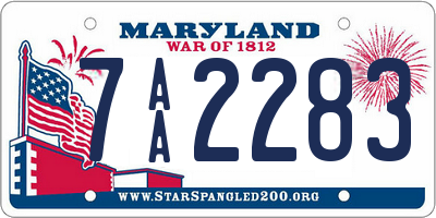 MD license plate 7AA2283