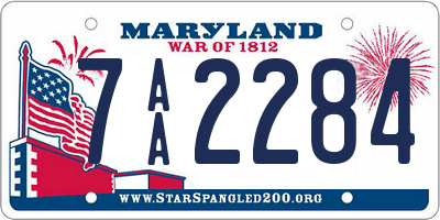 MD license plate 7AA2284