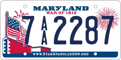 MD license plate 7AA2287