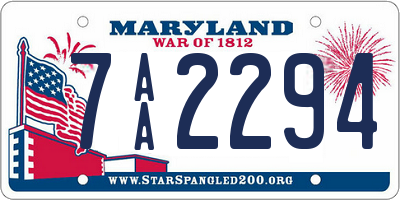 MD license plate 7AA2294