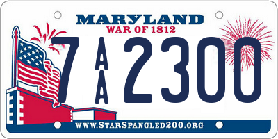 MD license plate 7AA2300