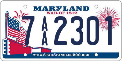 MD license plate 7AA2301