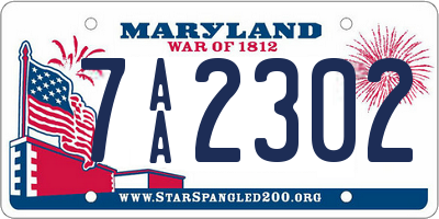 MD license plate 7AA2302