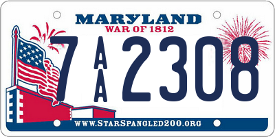 MD license plate 7AA2308