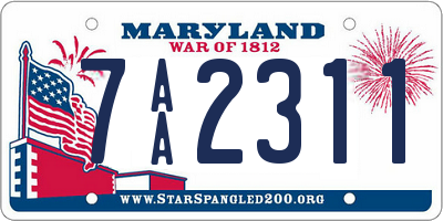 MD license plate 7AA2311