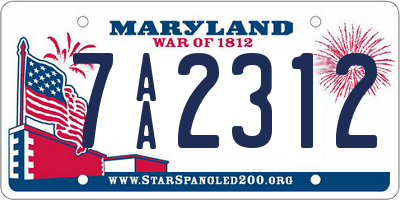 MD license plate 7AA2312