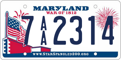 MD license plate 7AA2314