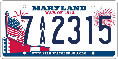 MD license plate 7AA2315