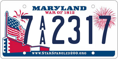 MD license plate 7AA2317