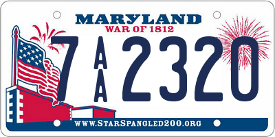 MD license plate 7AA2320