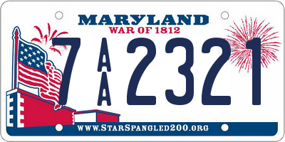 MD license plate 7AA2321