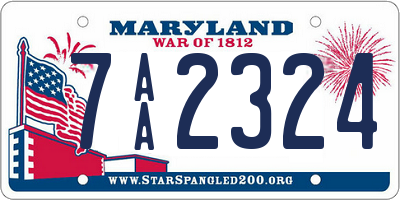 MD license plate 7AA2324