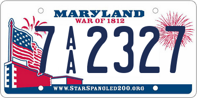 MD license plate 7AA2327