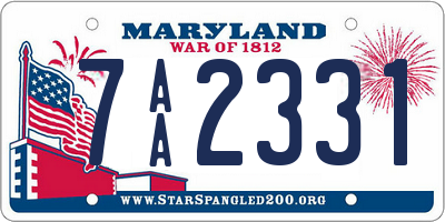 MD license plate 7AA2331