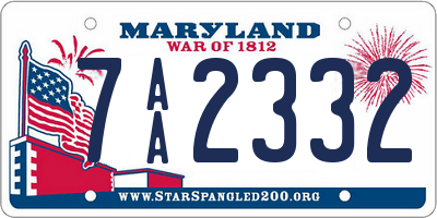 MD license plate 7AA2332