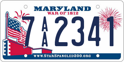 MD license plate 7AA2341