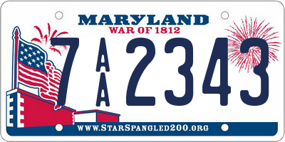 MD license plate 7AA2343