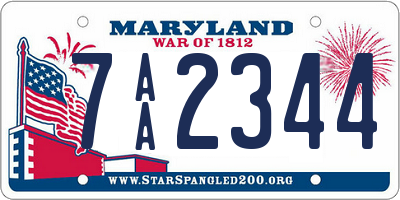 MD license plate 7AA2344