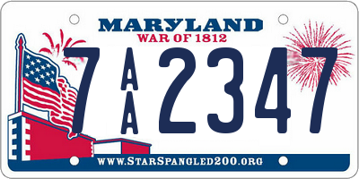 MD license plate 7AA2347