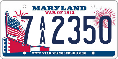 MD license plate 7AA2350