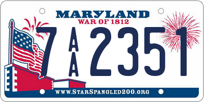 MD license plate 7AA2351