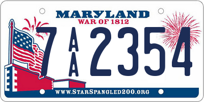 MD license plate 7AA2354