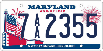 MD license plate 7AA2355