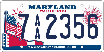 MD license plate 7AA2356