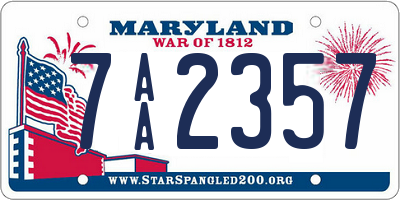 MD license plate 7AA2357