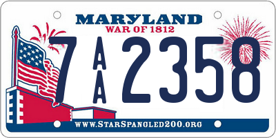 MD license plate 7AA2358