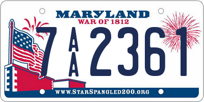 MD license plate 7AA2361