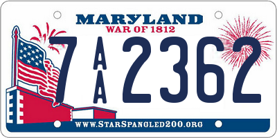 MD license plate 7AA2362