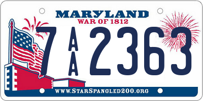 MD license plate 7AA2363